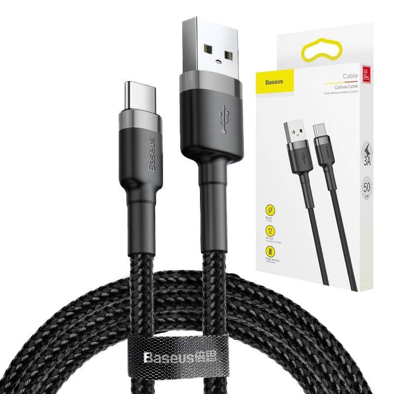 Baseus Cafule USB-C kabelis 2A 3 m (juodas+pilkas)