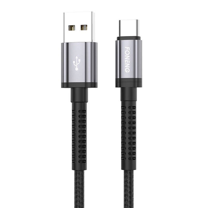 Foneng X83 USB ir USB-C kabelis Foneng X83, 2,1A, 1 m (juodas)