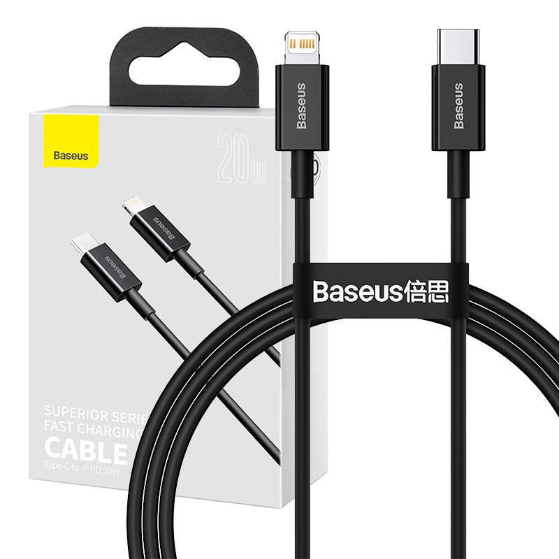 Baseus Superior serijos kabelis USB-C į iP, 20 W, PD, 1 m (juodas)