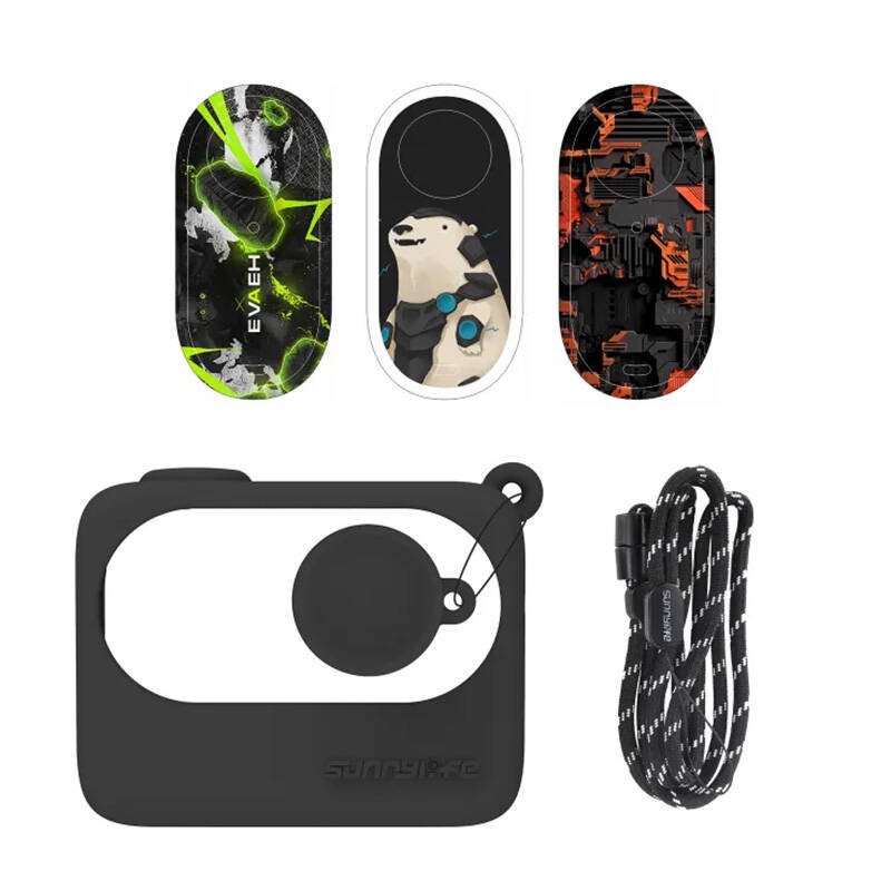 Apsauginis dėklas Sunnylife Insta360 GO 3 juodas su lipdukais