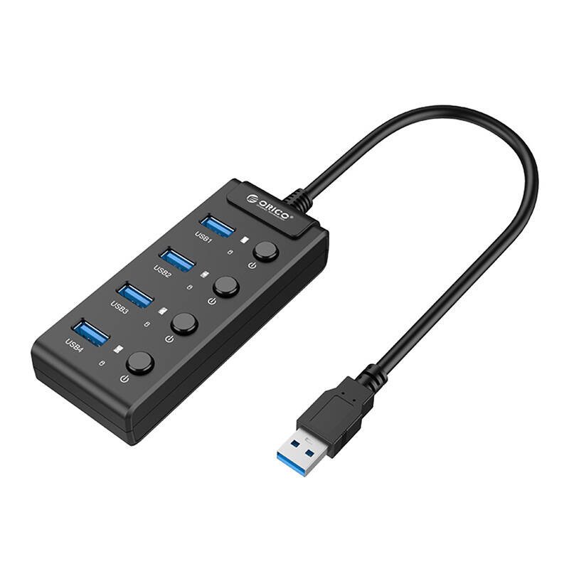 Orico USB 3.0 HUB su jungikliais, 4x USB (juodas)