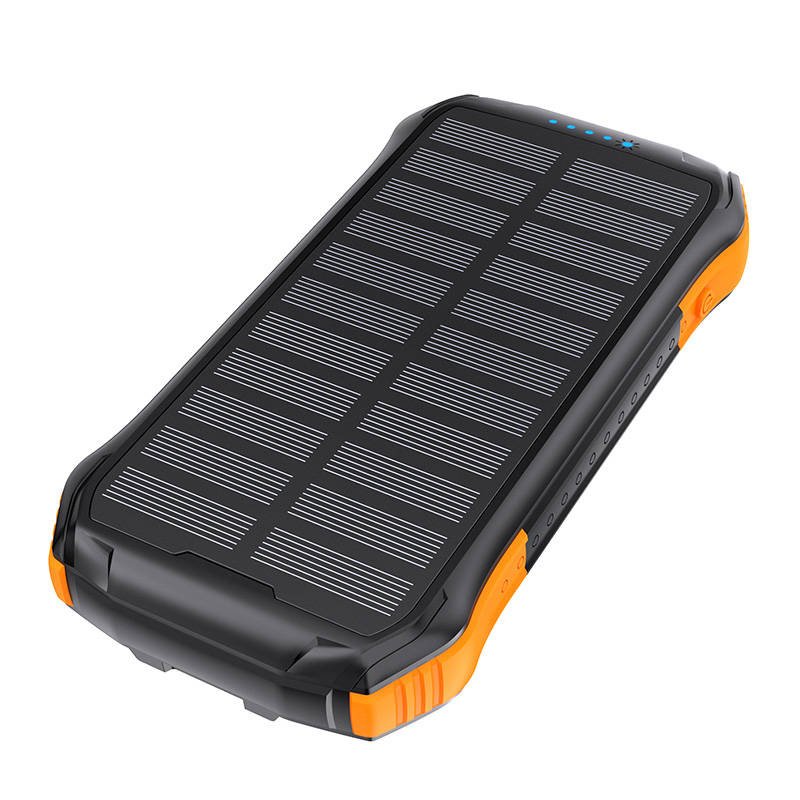 Saulės energijos išorinė baterija Choetech B659, 2x USB 10000 mAh, Qi 5 W (juodai oranžinis)