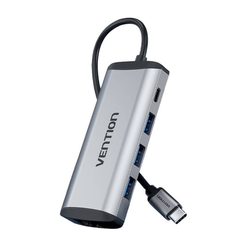 USB-C į USB-C dokų stotis, 3x USB3.0, PD 0,15m Vention THAHB, pilka