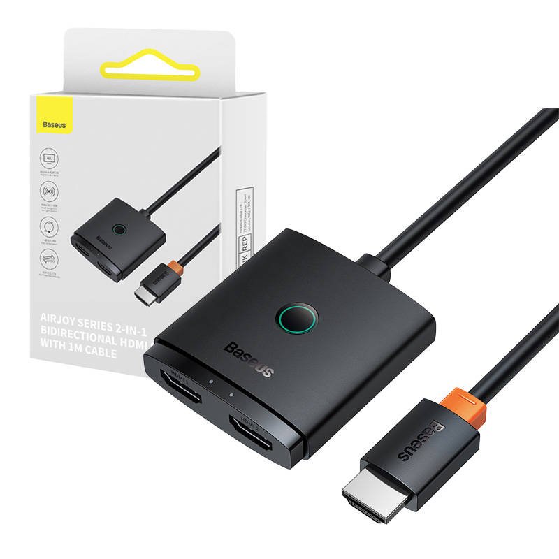 HDMI jungiklis Baseus su 1m kabeliu Cluster Black