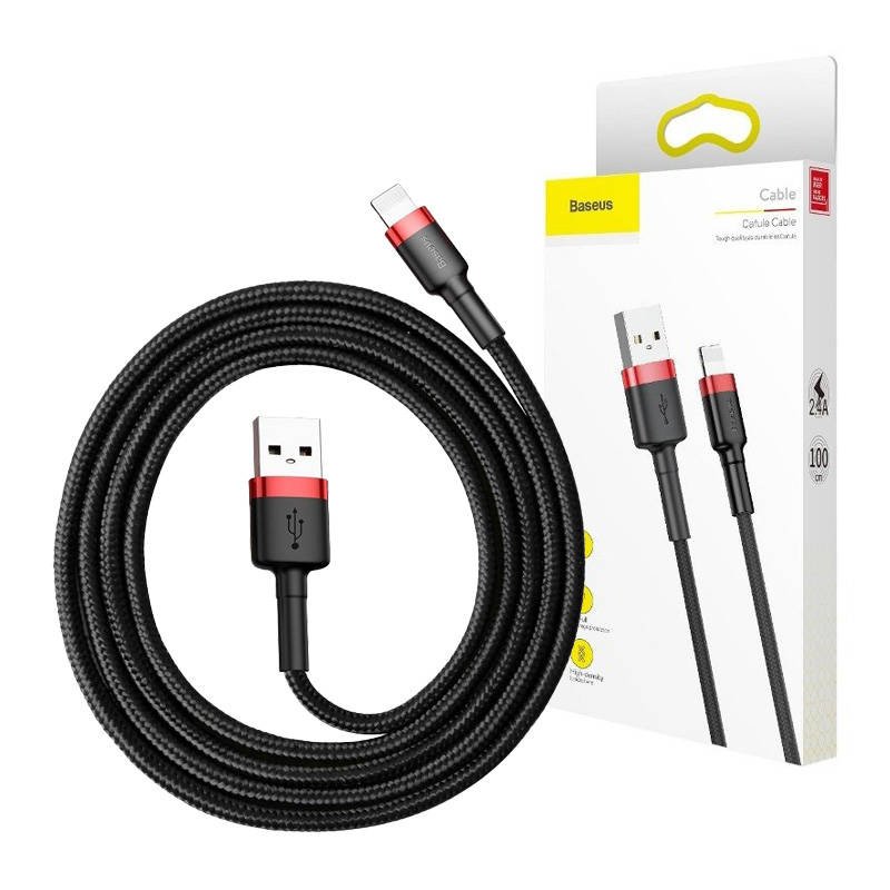 Baseus Cafule kabelis USB Lightning 2A 3 m (juodas+raudonas)
