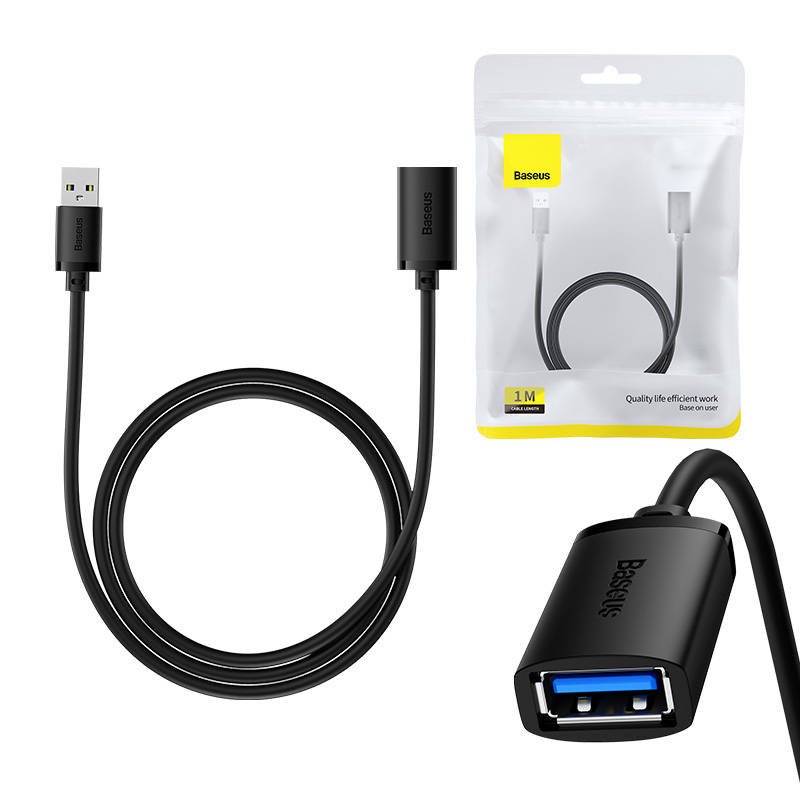 USB 3.0 pratęsimo kabelis Baseus male į female, AirJoy serija, 1m (juodas)