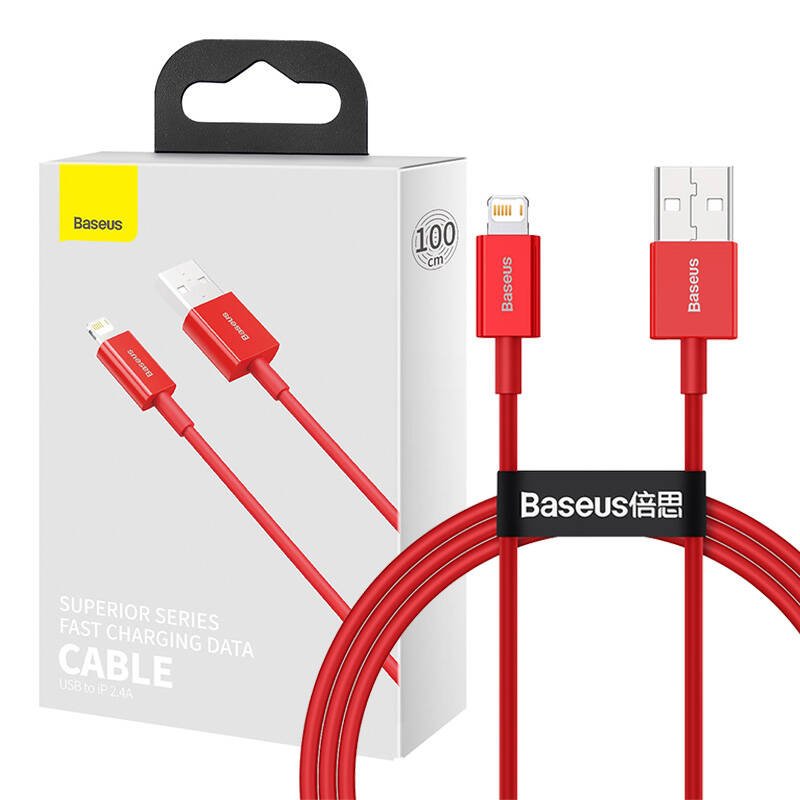 Baseus Superior serijos kabelis USB į iP 2.4A 1 m (raudonas)