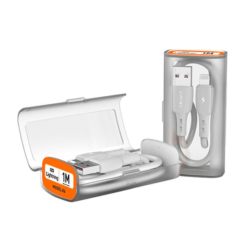 USB ir Lightning laidas VFAN X06, 3A, 1 m (baltas)