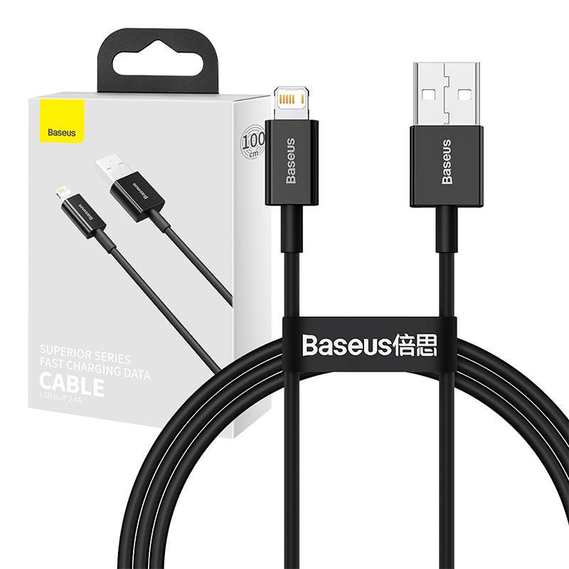 Baseus Superior serijos kabelis USB į iP 2,4A 1 m (juodas)