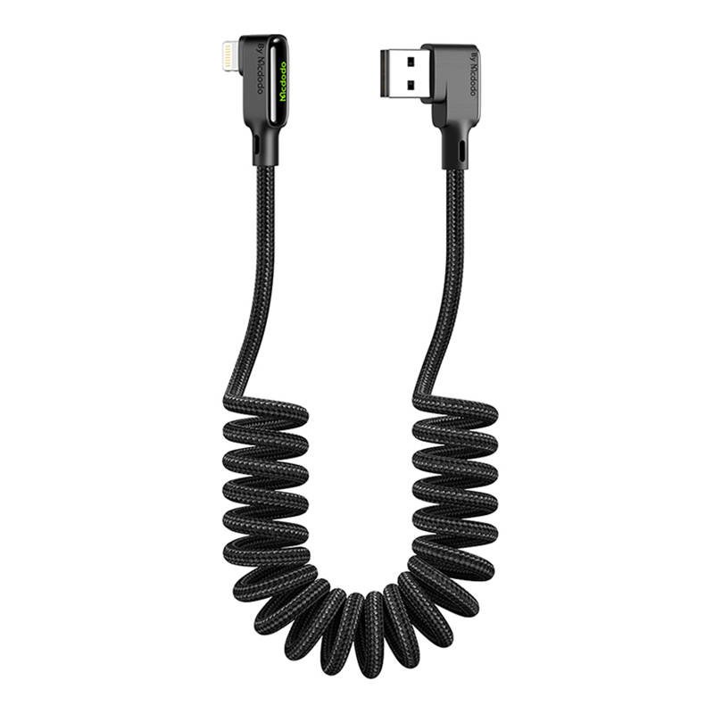 USB ir Lightning kabelis, Mcdodo CA-7300, kampinis, 1,8 m (juodas)
