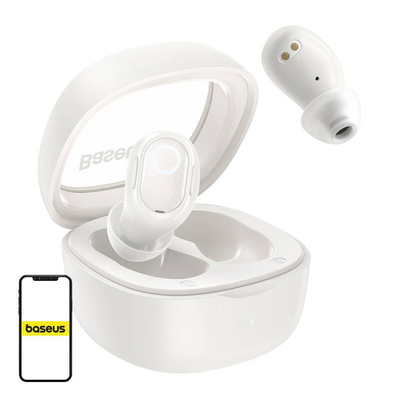 Belaidės ausinės Baseus Bowie WM02 TWS, Bluetooth 5.0 (baltos spalvos)