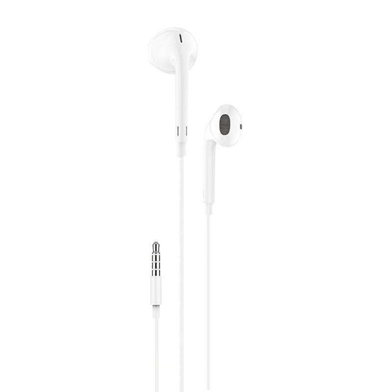 Laidinės ausinės į ausis Foneng T34, mini jack 3,5 mm, nuotolinio valdymo pultelis (baltos spalvos)
