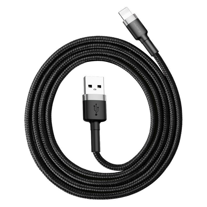 Baseus Cafule USB Lightning kabelis 2,4A 0,5 m (pilkas+juodas)