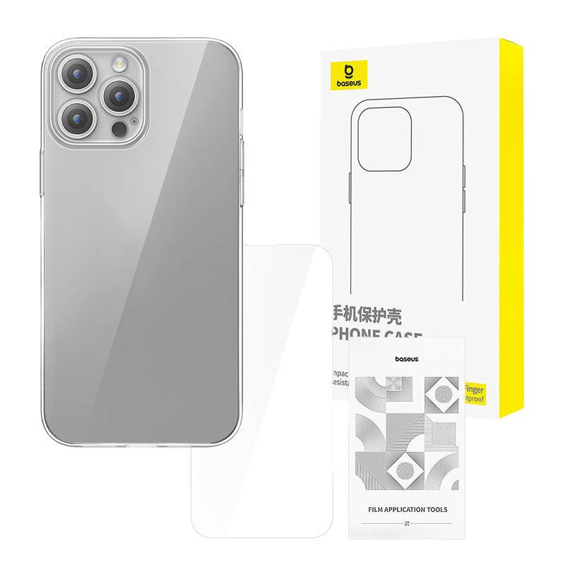 Skaidrus dėklas Baseus iPhone 15 Pro + grūdintas stiklas