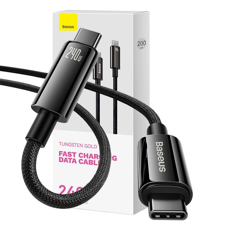 USB-C į USB-C laidas Baseus Tungsten Gold 240W 2 m (juodas)