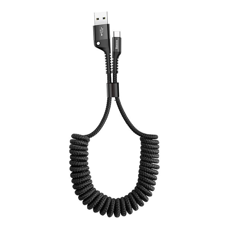 Baseus spyruoklinis USB-C kabelis 1 m 2A (juodas)