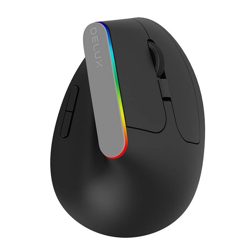 Belaidė vertikali pelė Delux M618C 2.4G 1600DPI RGB (juoda)