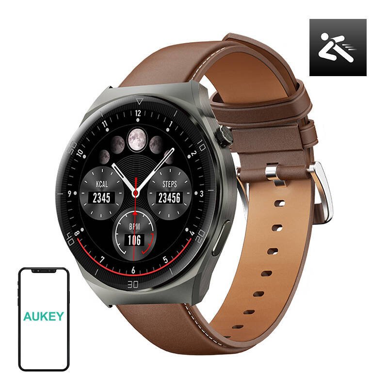 Išmanusis laikrodis 2 ultra Aukey SW-2U (rudos odos)