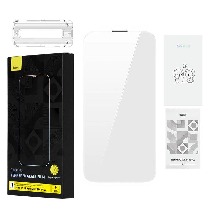 Apsauginis stiklas Baseus 0,4 mm Iphone 13 Pro Max/14 Plus + valymo rinkinys