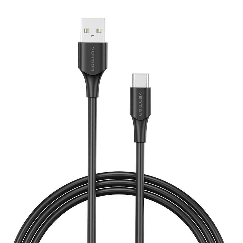 USB 2.0 į USB-C kabelis Vention CTHBD 3A, 0,5 m, juodas, 0,5 m