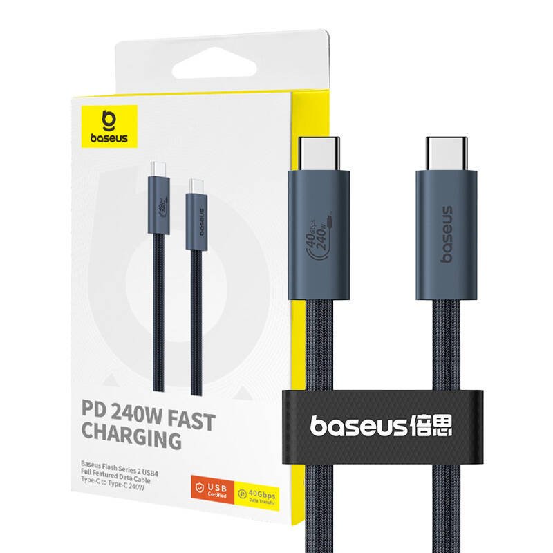 Greitojo įkrovimo USB-C Baseus Flash 240W, 1 m (juodas)