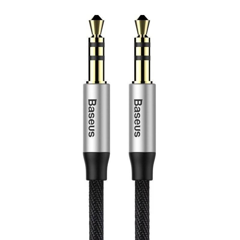 Baseus Yiven garso kabelis mini jack 3,5 mm AUX, 1 m (juodas+sidabrinis)