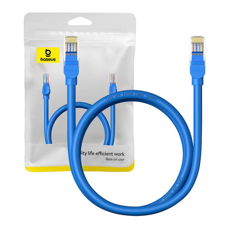 Apvalus kabelis Baseus Ethernet RJ45, Cat.6, 1m (mėlynas)