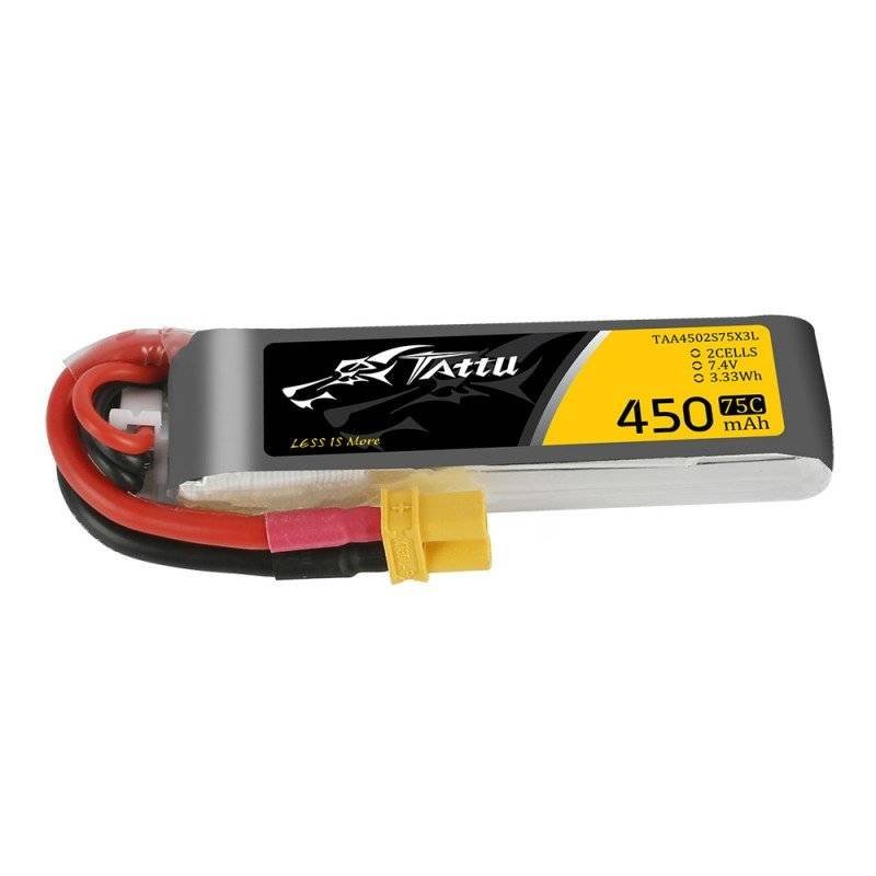 Ilgo tipo baterija Tattu 450mAh 7.4V 75C 2S1P XT30