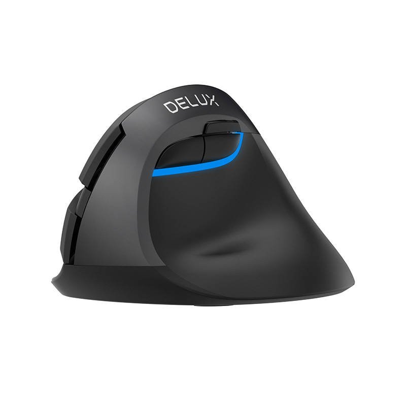 Belaidė vertikali pelė Delux M618Mini DB BT + 2.4G 2400 DPI (juoda)