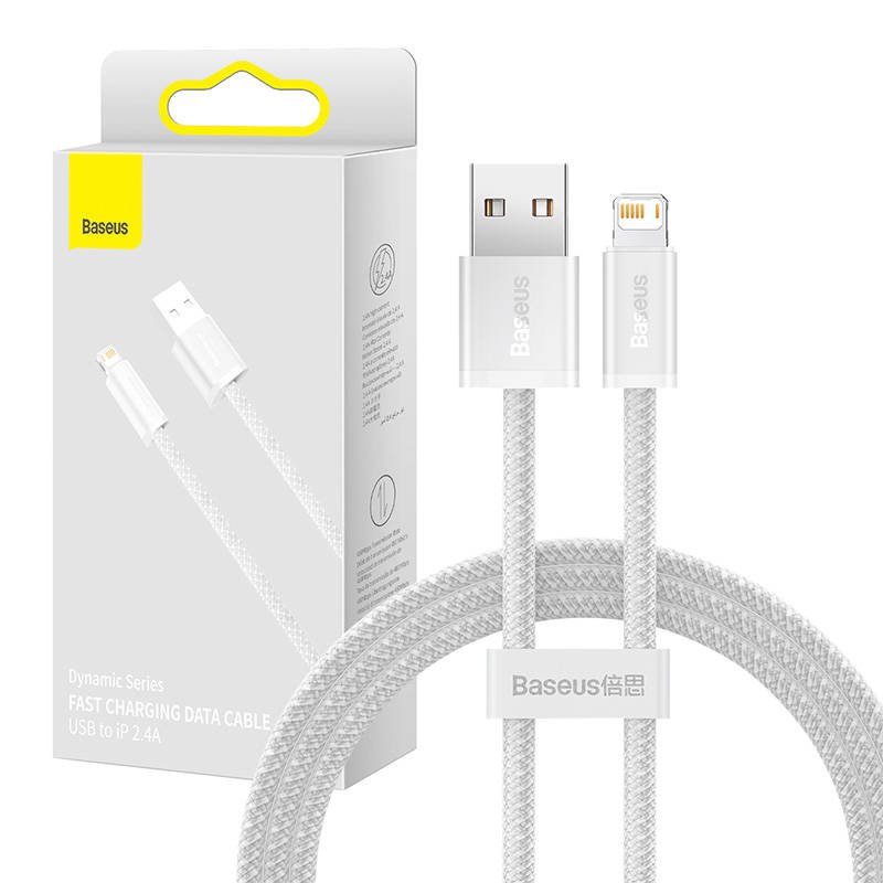 Baseus Dynamic kabelis USB į Lightning, 2,4 A, 1 m (baltas)
