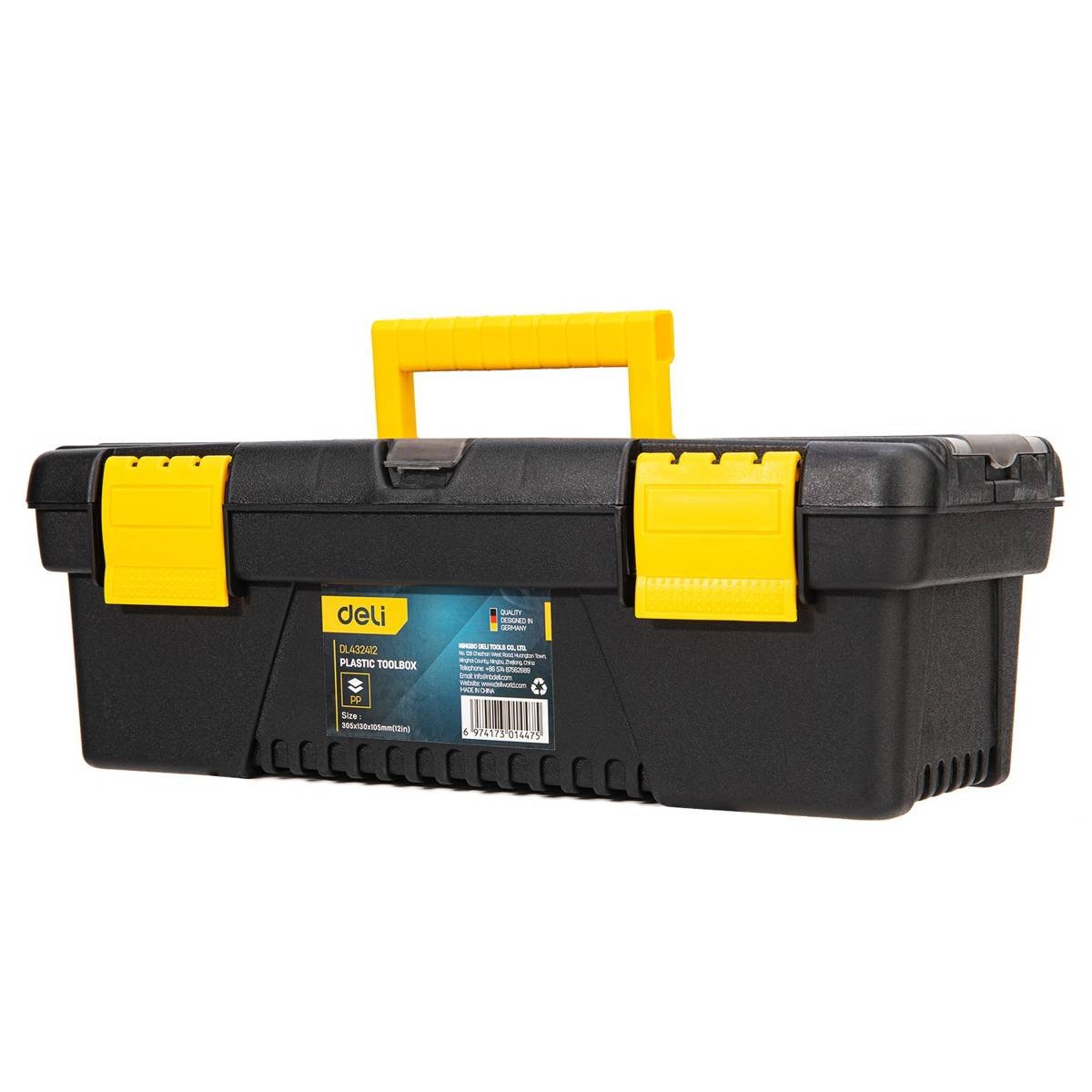 Įrankių dėžė iš plastiko Deli Tools EDL432412, 12’’ (geltona)