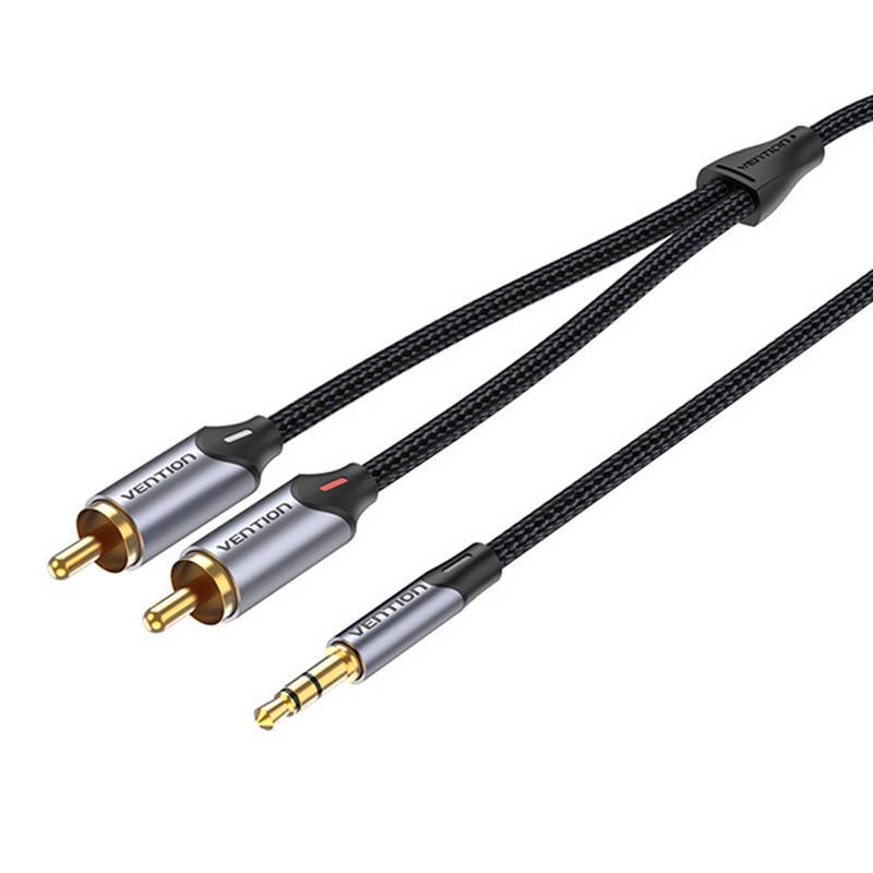 Garso kabelis 2xRCA į 3,5 mm Vention BCNBJ 5 m (pilkas)