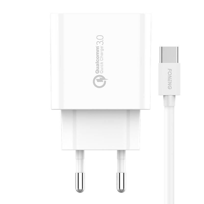 Greitasis įkroviklis Foneng 1x USB EU46 18W QC 3.0 + USB C tipo laidas