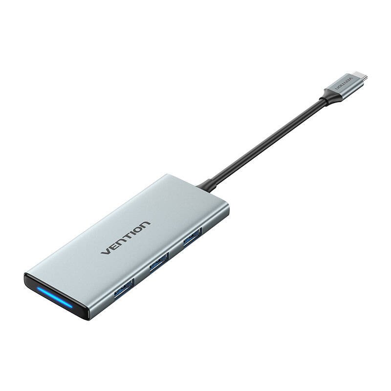 USB-C į HDMI, 3x USB 3.0, SD, TF, PD hubas Vention TOPHB 0,15m pilkas