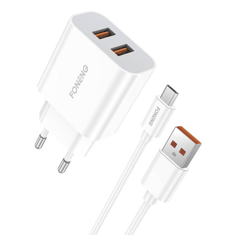 Greitasis įkroviklis Foneng 2x USB EU45 12W + USB Micro kabelis