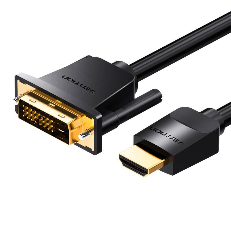 HDMI į DVI (24+1) kabelis Vention ABFBJ 5m, 4K 60Hz/ 1080P 60Hz (juodas)