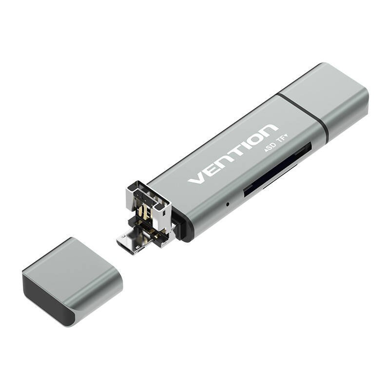 Multifunkcinis USB2.0 kortelių skaitytuvas Vention CCJH0 pilkas