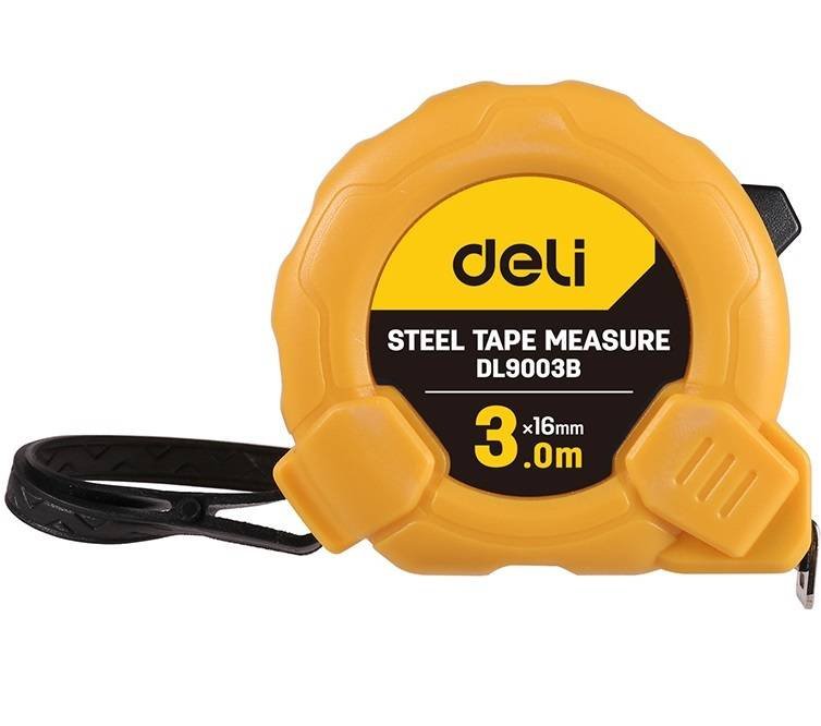 Plieninė matavimo ruletė 3m/16mm Deli Tools EDL9003B (geltonas)