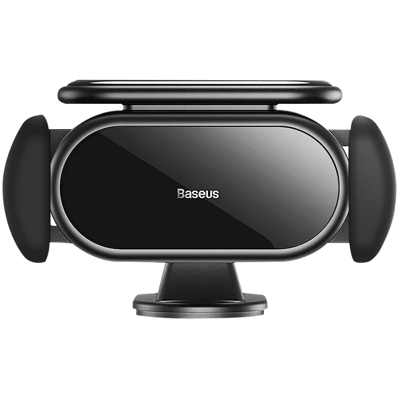 Saulės energija įkraunamas elektrinis automobilinis telefono laikiklis Baseus Steel Cannon Pro (juodas)