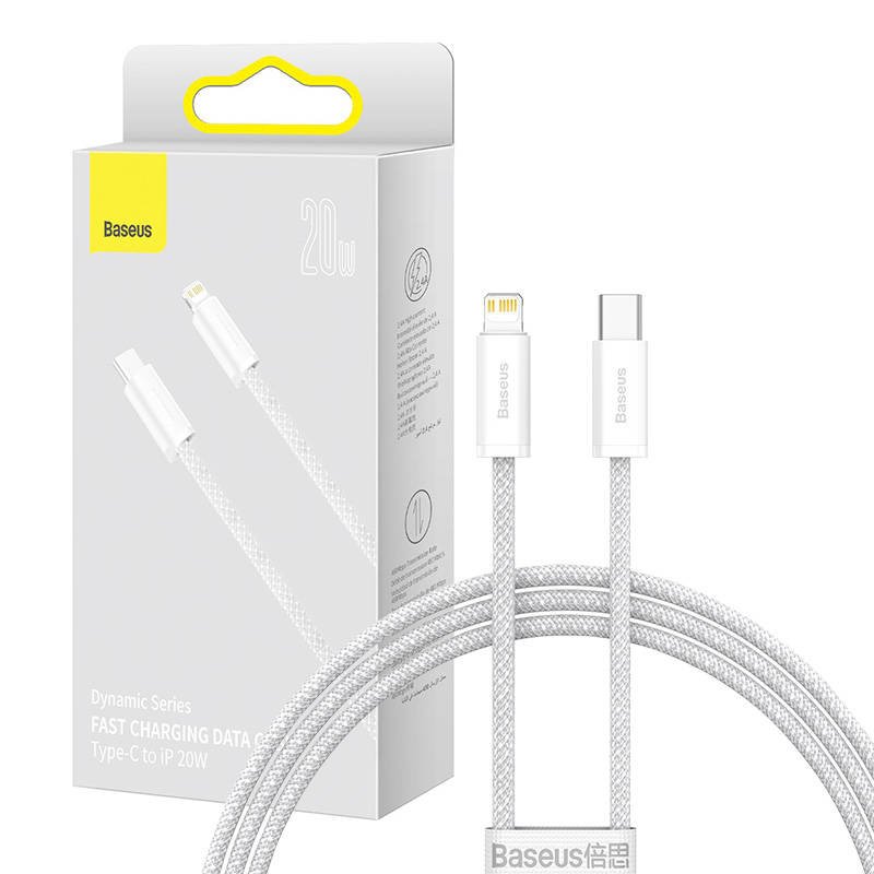 Baseus Dynamic USB-C laidas Lightning, 23 W, 1 m (baltas)