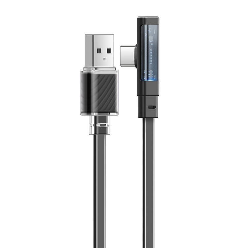 Kabelis iš USB-C į USB-C Mcdodo CA-3423 90 laipsnių 1,8 m su šviesos diodu (juodas)