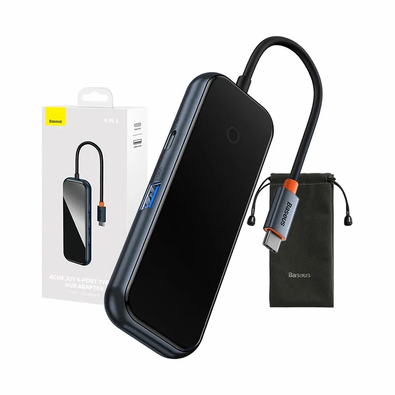 Adapteris 4w1 Baseus Hub USB-C į 4xUSB 3.0 (Tamsiai pilkas)