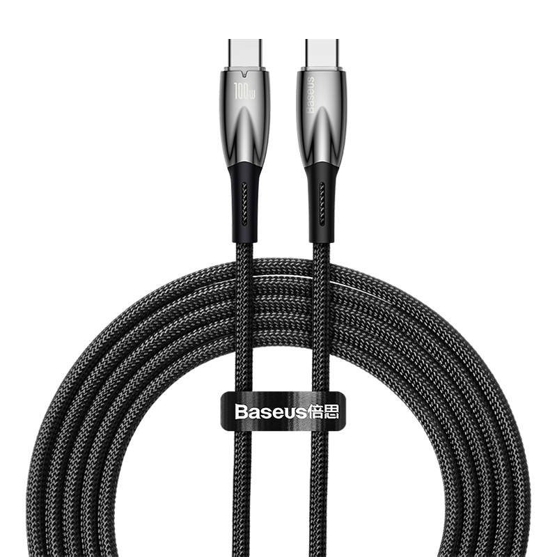 USB-C laidas, skirtas USB-C Baseus Glimmer Series, 100 W, 2 m (juodas)