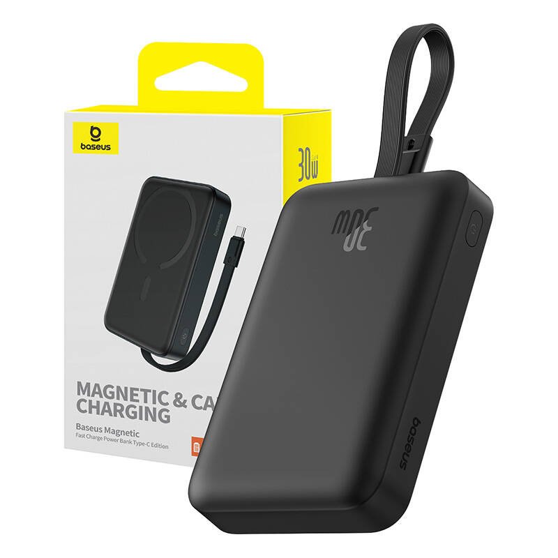 Išorinė baterija Baseus Magnetic Mini 10000 mAh, USB-C 30W MagSafe (juoda)