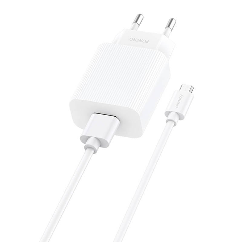 Greitasis įkroviklis Foneng EU28 12W, 1xUSB, QC 3.0 + USB Micro kabelis