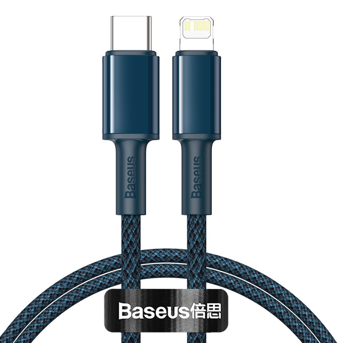 Baseus didelio tankio pintas kabelis Type-C su Lightning, PD, 20 W, 1 m (mėlynas)