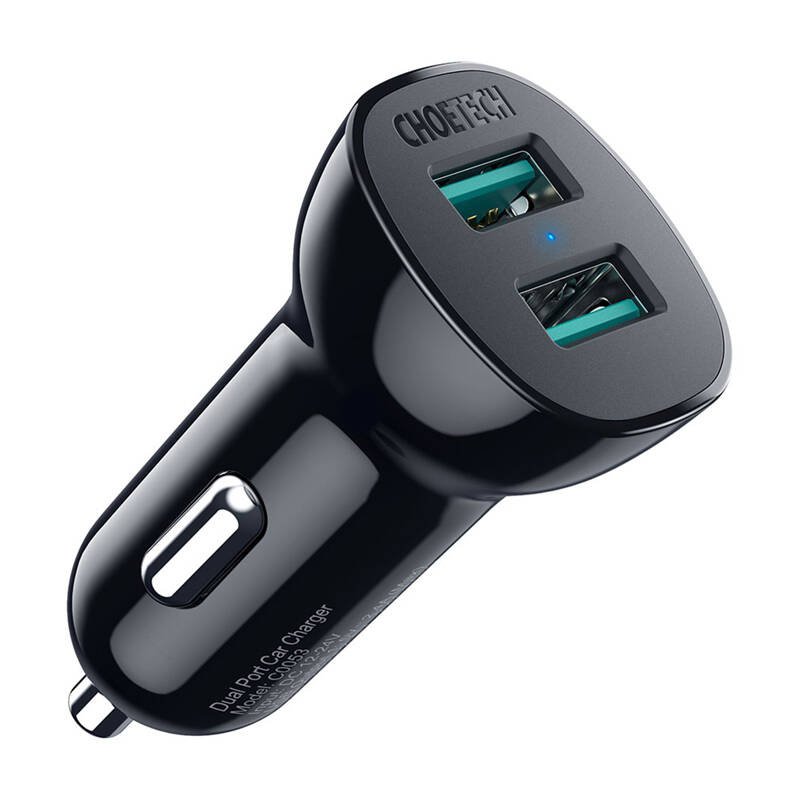 Choetech C0051 36W QC 3.0 automobilinis įkroviklis (juodas)