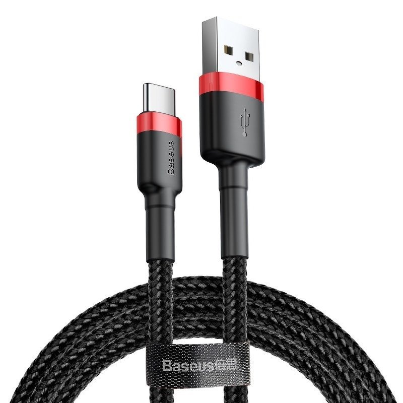 Baseus Cafule USB-C kabelis 3A 0,5 m (raudonas + juodas)