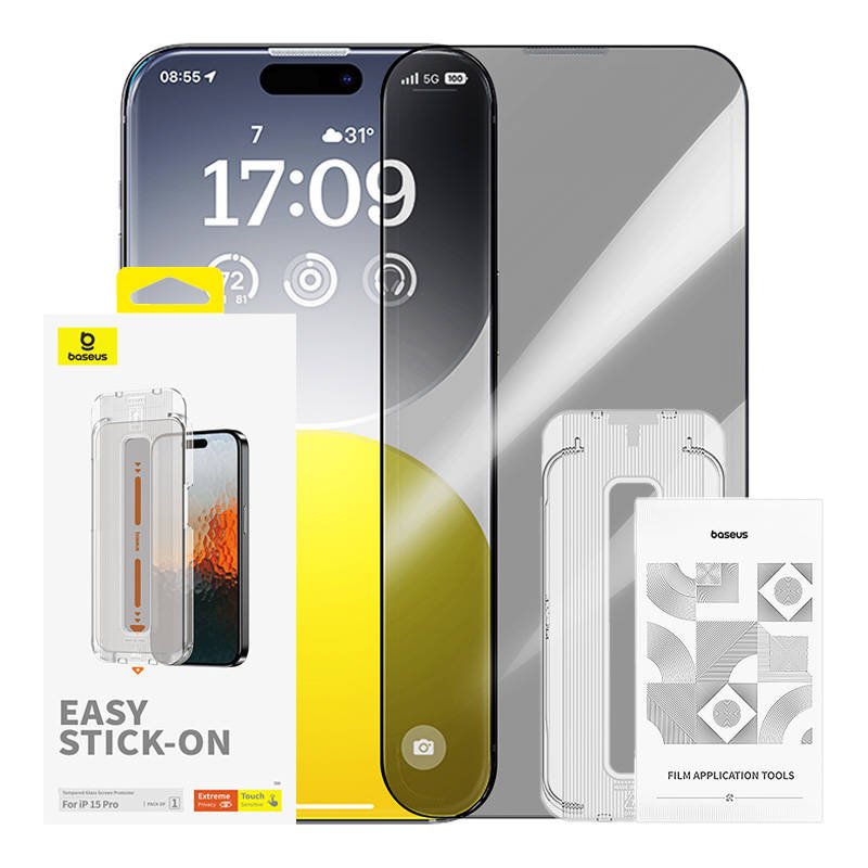 Privatumo apsauga Apsauginis grūdintas stiklas Baseus Sapphire iPhone 15 Pro