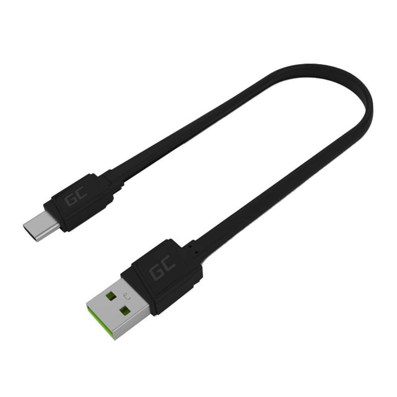 Kabelis USB - USB-C Green Cell GCmatte, 25 cm, su Ultra Charge, QC 3.0